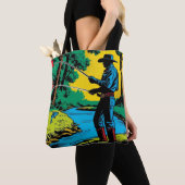 Cowboy Fisherman on Riverbank トートバッグ (クローズアップ)