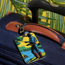 Cowboy Fisherman on Riverbank ラゲッジタグ