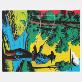 Cowboy Fisherman on Riverbank  Fleece Blanket フリースブランケット (正面(横))