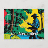 Cowboy Fisherman On Riverbank  Invitation Postcard インビテーションポストカード (正面)