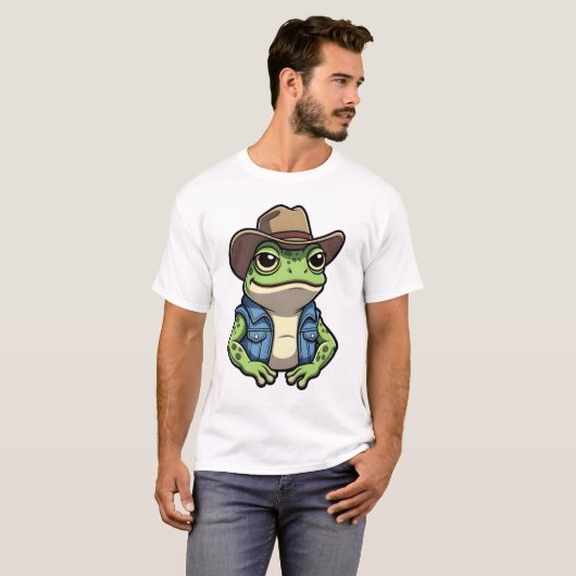Cowboy Frog in Denim Vest Tシャツ (正面フル)