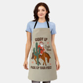 Cowboy Giddy Up Jingle Horse Pick Up Your Feet エプロン (着用した状態)