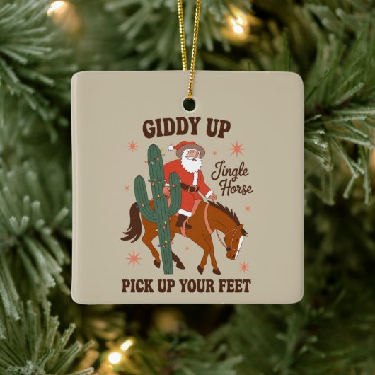 Cowboy Giddy Up Jingle Horse Pick Up Your Feet セラミックオーナメント (ツリー)
