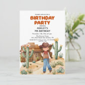 Cowboy Girl in Desert 7th Birthdayパーティー 招待状 (スタンド正面)
