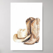 Cowboy Hat and Boot Poster Kids Western Room Decor ポスター (正面)