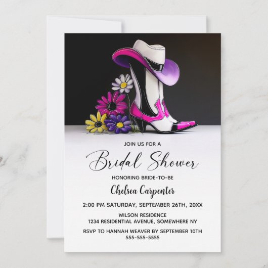 Cowboy Hat and Boots Bridal Shower 招待状 (正面)
