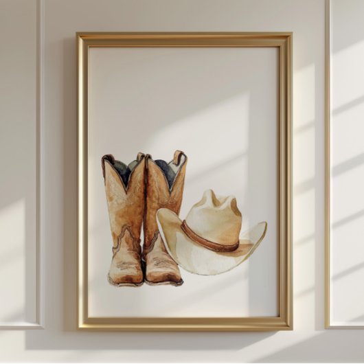 Cowboy Hat and Boots Poster Kids Room Decor ポスター