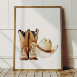 Cowboy Hat and Boots Poster Kids Room Decor ポスター