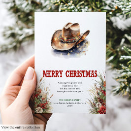 Cowboy hat Christmas greeting card editable シーズンカード