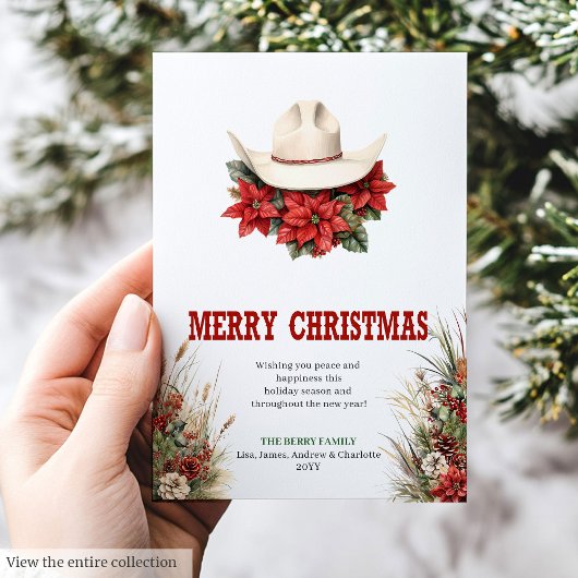 Cowboy hat Christmas greeting card printable シーズンカード