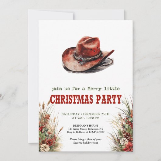 Cowboy Hat Christmas Party Digital Invite 招待状 (正面)