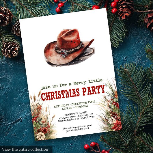 Cowboy Hat Christmas Party Digital Invite 招待状