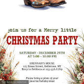 Cowboy hat Christmas party invite with bandana tie 招待状