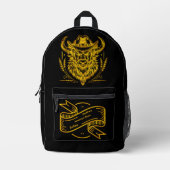 Cowboy Hat Golden Buffalo Art プリントバックパック (正面)