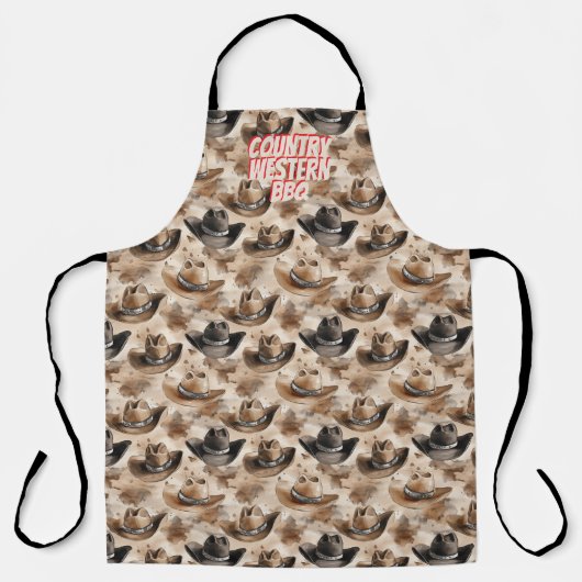 Cowboy Hats Country Western BBQ エプロン (正面)