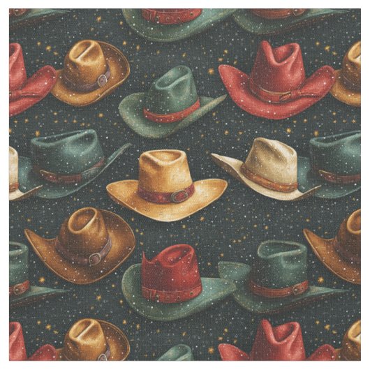 Cowboy Hats on Dark Background ファブリック (クローズアップ)