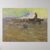 Cowboy Herding Cattle on the Range by Lon Megargee ポスター (正面)