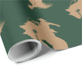 Cowboy Horse Western On Dark Green Christmas ラッピングペーパー (ロールコーナー)