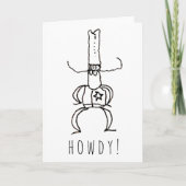 Cowboy Howdy Cartoon Drawing Doodle Greeting Card カード (正面)