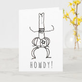 Cowboy Howdy Cartoon Drawing Doodle Greeting Card カード (黄色い花)