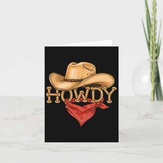 Cowboy Howdy Rope Hat Bandana Western Rodeo Design カード (正面)