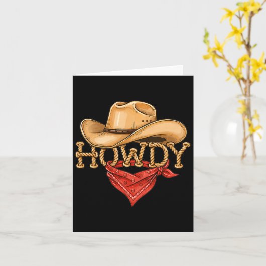 Cowboy Howdy Rope Hat Bandana Western Rodeo Design カード (黄色い花)