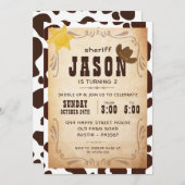 Cowboy Invitation for Birthday Party Sheriff West 招待状 (正面/裏面)