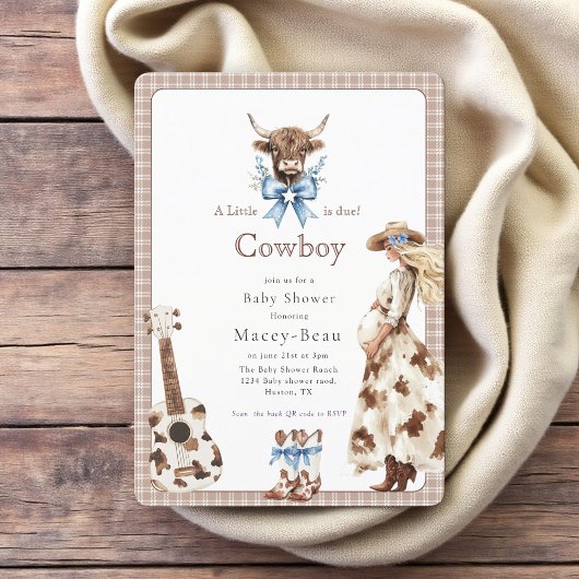 Cowboy is due Baby Shower Qr code invite 招待状