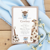  Cowboy is due Baby Shower Qr code invite  招待状