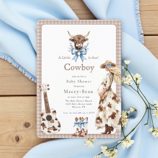 Cowboy is due Baby Shower Qr code invite 招待状