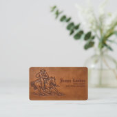 Cowboy Leather Rustic Horse Trainer Business Card 名刺 (スタンド正面)