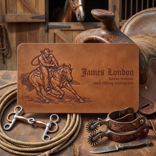 Cowboy Leather Rustic Horse Trainer Business Card 名刺