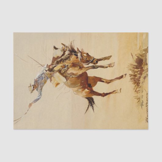 Cowboy on a Bucking Horse #2 by Edward Borein 薄葉紙 (正面)