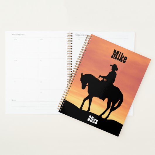 Cowboy on Horseback at Sunset プランナー手帳 (ディスプレー)