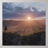 Cowboy on Horseback at Sunset, Western Desert  ポスター (正面)