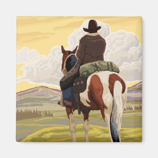 Cowboy on Rado Vintage Travel Poster マグネット (正面)