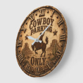 Cowboy Parking Only Rustic Western Rodeo Decor ラージ壁時計 (傾斜)