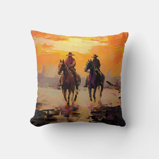 Cowboy Pillow Western Cushion Wild West Pillow クッション (正面)