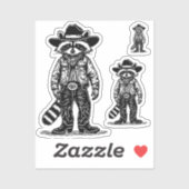 cowboy raccoon シール (シート)
