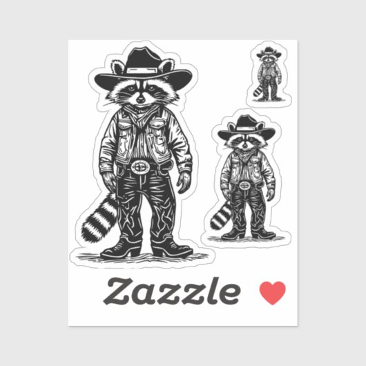 cowboy raccoon シール (シート)