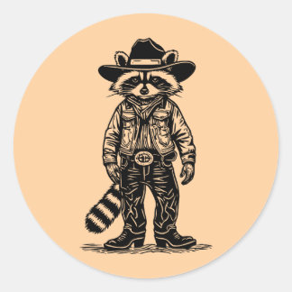 cowboy raccoon ラウンドシール