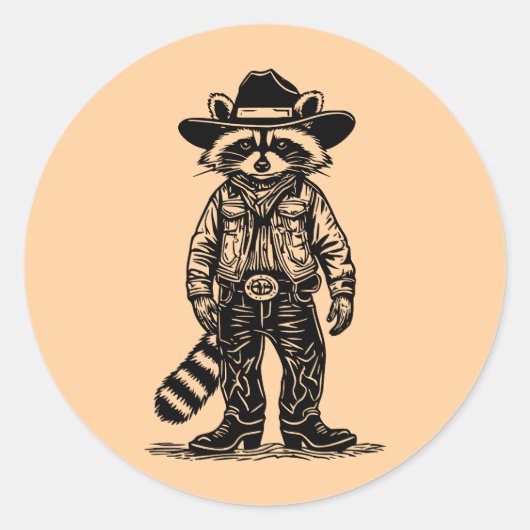 cowboy raccoon ラウンドシール (正面)