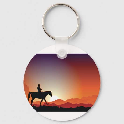 Cowboy Riding A Horse Keychain キーホルダー (正面)