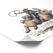 Cowboy Riding Easter Bunny Western Howdy Easter Fu フォトプリント (角)