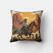 Cowboy Riding Horse at Sunset クッション (裏面)