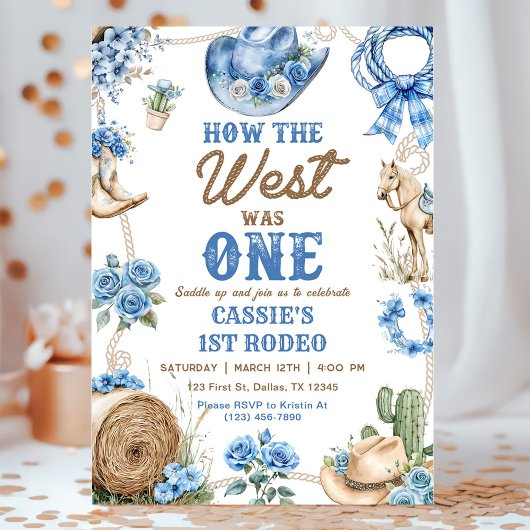 Cowboy Rodeo 1st Birthday How The West Was One 招待状