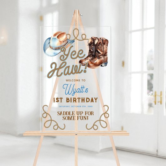 Cowboy Rodeo 1st Birthday Welcome アクリルサイン