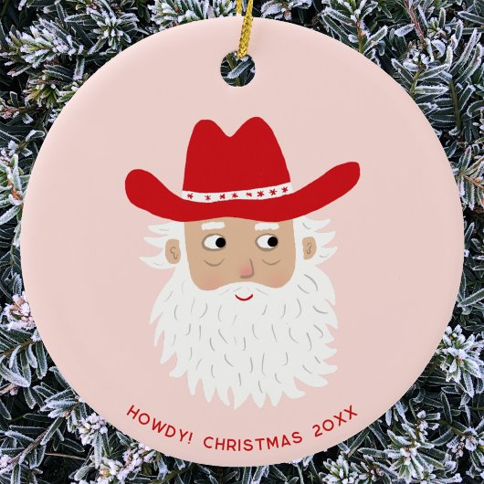 Cowboy Santa Claus Christmas Custom Text セラミックオーナメント