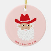 Cowboy Santa Claus Christmas Custom Text セラミックオーナメント (正面)