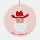 Cowboy Santa Claus Christmas Custom Text セラミックオーナメント (裏面)